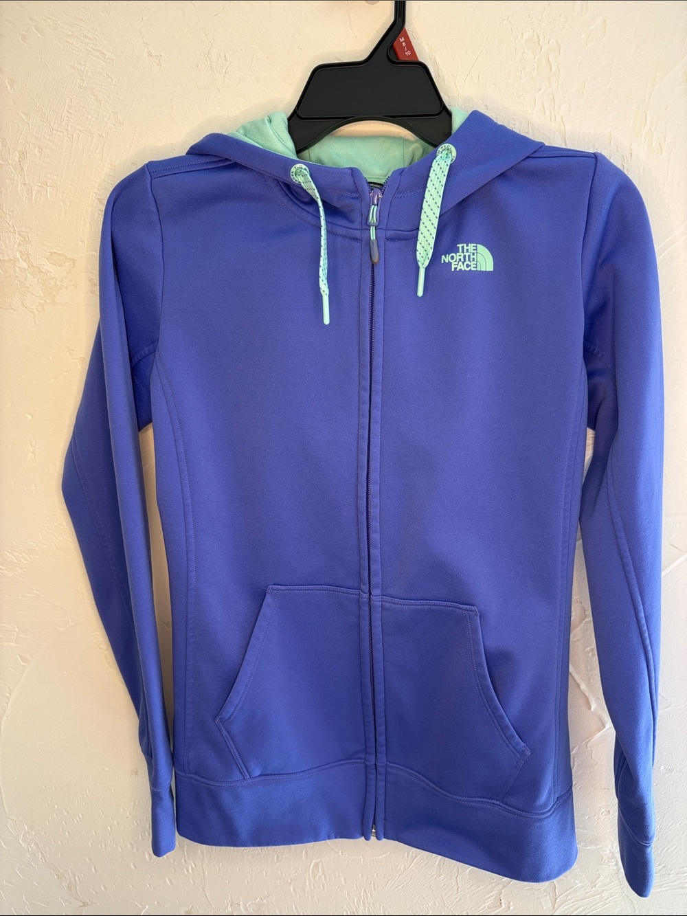 The North Face Purple Zip Hoodie with Mint Drawcords